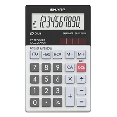 Afbeelding van Calculator Sharp ELW211GGY grijs hand 10 digit