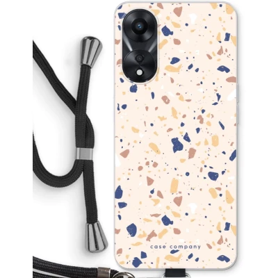 Afbeelding van Case Company® hoesje met Koord geschikt voor Oppo A78 5G Terrazzo N23 Telefoonhoesje Zwart Bescherming aan alle Kanten en Over de Schermrand