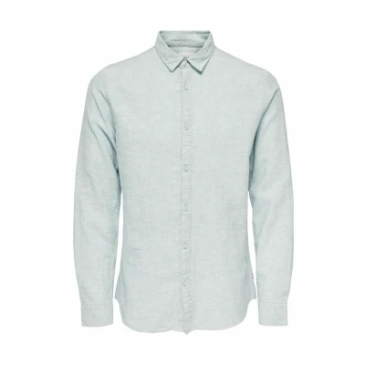 Afbeelding van Only &amp; Sons Overhemd Onscaiden Ls Solid Linen Shirt Noos 22012321 Cashmere Blue Mannen Maat XS