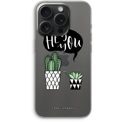 Afbeelding van Case Company® hoesje geschikt voor iPhone 15 Pro Hey you cactus Soft Cover Telefoonhoesje Bescherming aan alle Kanten en Schermrand