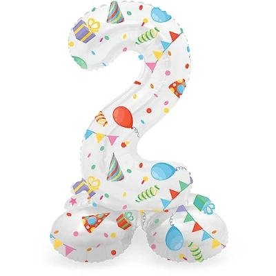 Afbeelding van Folat Staande folieballon Cijfer 2 Joyful Party 41 cm