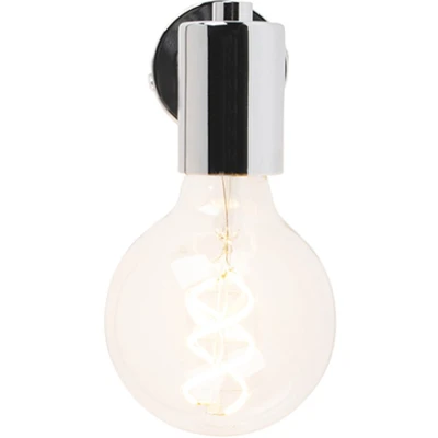 Afbeelding van QAZQA facil Design Wandlamp voor binnen 1 lichts D 130 mm Chroom Woonkamer Slaapkamer Keuken
