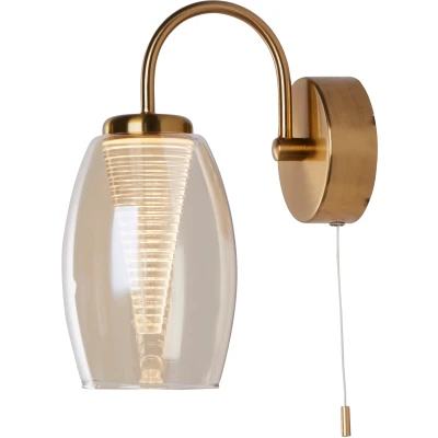 Afbeelding van Searchlight Cyclone Wandverlichting Met Trekschakelaar 11,5 X 26,5 Cm 6W LED Incl. Brons En Champagne