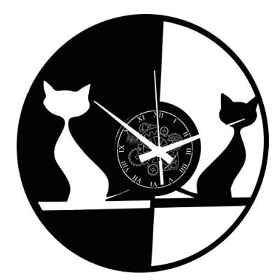Afbeelding van Instant Karma Clocks Wandklok Kat Paar