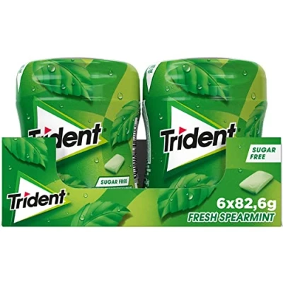 Afbeelding van Trident Fresh Bottle Kikkers zonder suiker met pepermunt, 6 x 82,6 g potten