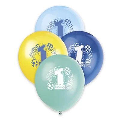 Afbeelding van Unique Party 23955 latex ballonnen, 1e verjaardag, blauw, 30 cm, 8 stuks