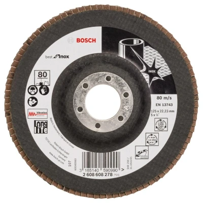 Afbeelding van Bosch lamellenschuurschijf best for inox 125mm K80 vlak