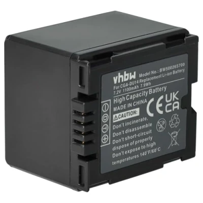 Afbeelding van LI ION batterij 1100 mAh (7,2 V) compatibel met PANASONIC vervangt CGA DU07 / DU14 DU21 CGR DU06 VW VB070 VBD140 VBD210