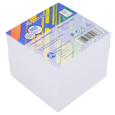 Afbeelding van Westcott E 733199 00 wit notitieblok met witte vellen, 9 x cm, navulset voor dispenserbox, FSC gecertificeerd papier 80 g/m²
