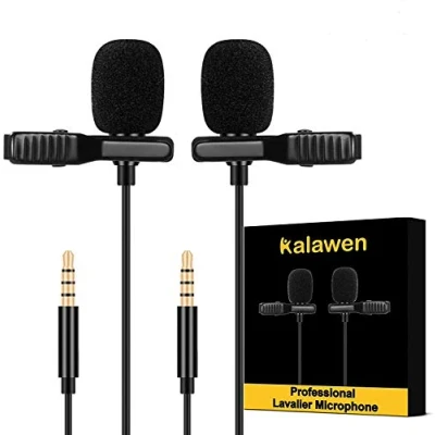 Afbeelding van Kalawen Lavalier Micro 2 omnidirectionele Lapel Mic condensator voor Android Smartphone 3,5 mm iPhone, PC en camera met verlengkabels interview videoconferentie podcast