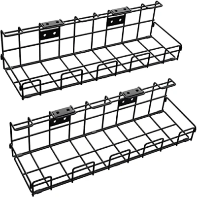 Afbeelding van Kabelbeheer onder het bureau met 4 in 1 montagesysteem voor bureau/individuele muur, kabels/kabelplaat (2 x set maat L, veilige montage schroeven, kabels) KD Essentials