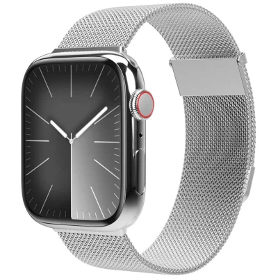 Afbeelding van Vonmählen Milanese polsband 2 voor Apple Watch 42 44 45 49 mm Zilver (Roestvrij staal), Horlogebandjes,