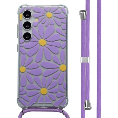 Afbeelding van imoshion Design hoesje met koord voor de Samsung Galaxy S24 Tropical Violet Flowers Connect