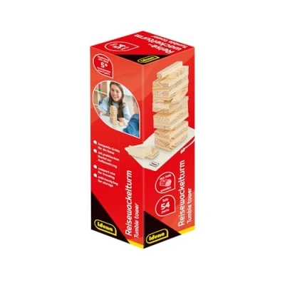 Afbeelding van Idena 40088 Houten reisspel Stapeltoren met 54 bouwstenen en opbergtas ca. 5 x 15 cm