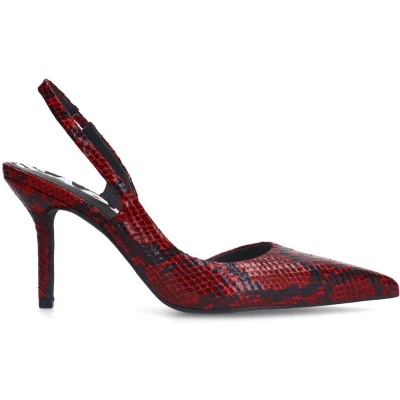 Afbeelding van Sacha Dames Rode snake slingback pumps Maat 38