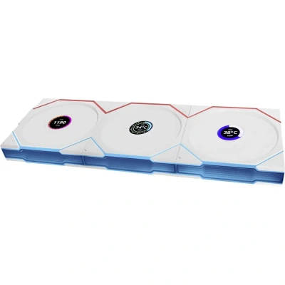Afbeelding van Lian Li UNI FAN TL Wireless LCD Lüfter, ARGB, PWM, 3er Pack inkl. Controller Reverse Blade, 120 mm (120 mm, 3 x), PC ventilator, Wit