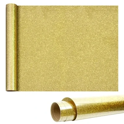 Afbeelding van Vinyl om op te strijken voor stoffen, 30 x 100 cm, vinylrol warmteoverdracht T shirts, kleding, hoeden, decoratief, gemakkelijk snijden (goud)