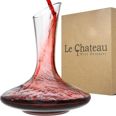 Afbeelding van Le Chateau Mondgeblazen kristallen wijnkaraf loodvrije wijndecanter voor het luchten van rode wijn wijnfles accessoires (750 ml)