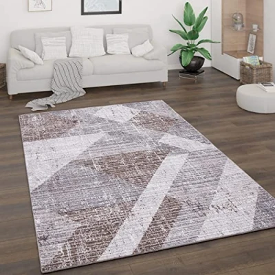 Afbeelding van Paco Home Vloerkleed Woonkamer Laagpolig Vintage Abstract Modern Geometrisch Ruitpatroon 160x220 cm