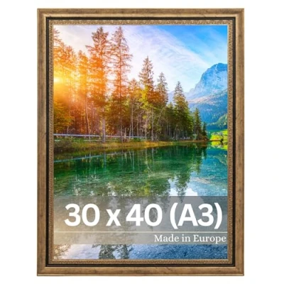 Afbeelding van Victor fotolijst &quot;Boho&quot;, goudkleurig, 30 x 40 cm, lijst: 16 mm, vintage, rustiek, fotolijst, A3, landhuis