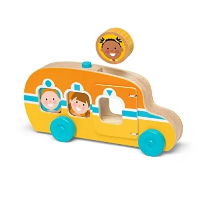 Afbeelding van Melissa &amp; Doug GO Tots Houten bus Rollen Rijden (met 3 schijven) peuterspeelgoed Ontwikkelings speelgoed voor baby&#039;s 12 maanden + Cadeau baby jongen en meisje