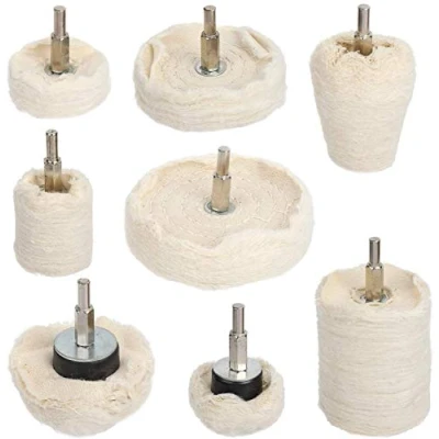 Afbeelding van Hyber&amp;Cara Polijstwiel voor boormachine, 8 stuks, katoenen polijstpads metaal (aluminium/roestvrij staal/chroom/legering/messing) hout, kunststof, glas, keramiek