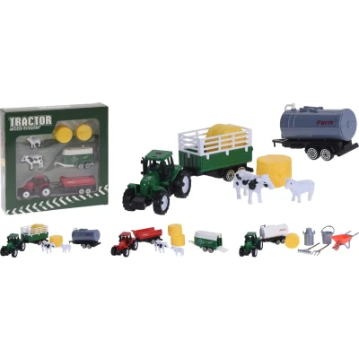 Afbeelding van Tractor met aanhanger Wit