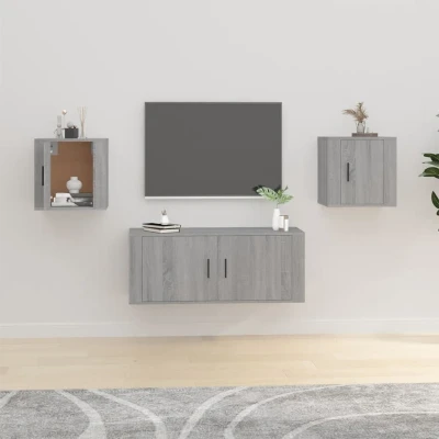 Afbeelding van Tv wandmeubels 2 st 40x34,5x40 cm grijs sonoma eikenkleurig