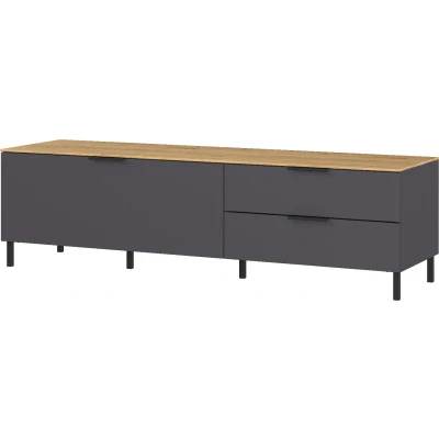 Afbeelding van Germania California 164 cm TV meubel Grafiet / Eiken