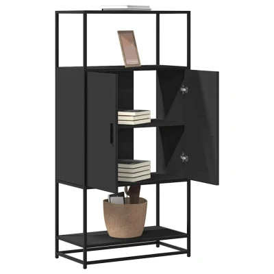 Afbeelding van vidaXL Hoge kast 68x35x139 cm bewerkt hout en metaal zwart