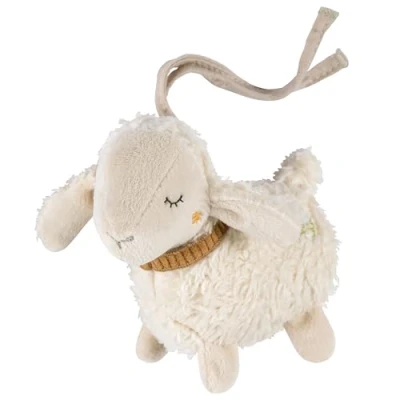 Afbeelding van Fehn Natuurlijk mini schaap rammelaar van biologisch katoen (kbA) om te bellen, voelen en spelen met een dier zachte stof, trouwe metgezel voor baby&#039;s peuters vanaf 0 maanden