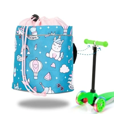 Afbeelding van Knuffig Stuurtas voor kinderen, geschikt scooter, scooter en kinderfiets, cadeau idee, accessoires fietstas (turquoise eenhoorn)