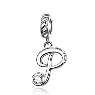 Afbeelding van LaMenars Letterhanger van 925 sterling zilver, voor Europese bedelarmbanden en halskettingen met kubische zirkonia