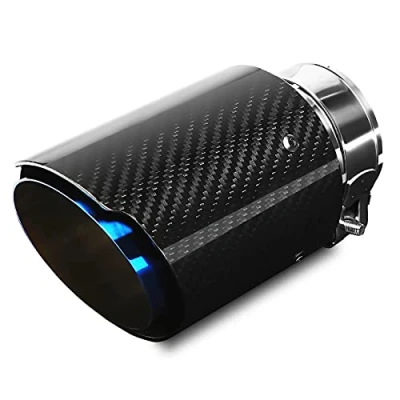 Afbeelding van 63 mm (2,5 inch) geluidsarme eindkappen roestvrij staal en koolstofvezel glanzende uitlaatpijp eindpijp eindkap 89 (3,5 (glanzend zwart)