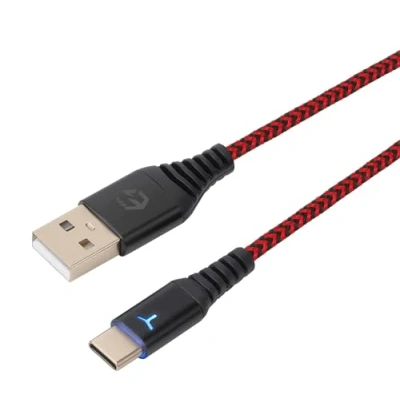 Afbeelding van EgoGear USB C 3m Gevlochten Oplaadkabel Rood en Zwart Geschikt voor Switch PS5 Xbox Series X S Lite OLED