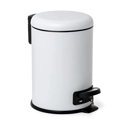 Afbeelding van TATAY Afvalemmer met pedaal, roestvrij staal, inhoud 3 liter, uitneembare binnenkant, softsluiting, BPA vrij, wit, afmetingen 17,5 x 22,5 25 cm