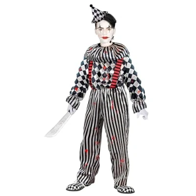 Afbeelding van Widmann Monster &amp; Griezel Kostuum Op Zoek Naar Bloed Enge Clown Kind Zwart / Wit Maat 140 Halloween Verkleedkleding