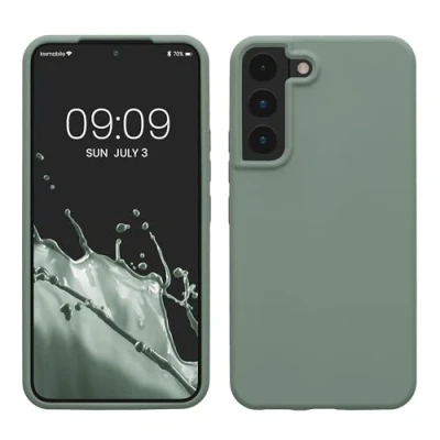 Afbeelding van kwmobile telefoonhoesje geschikt voor Samsung Galaxy S22 Hoesje met siliconen coating Smartphone case in Regenwashed groen