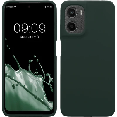 Afbeelding van kwmobile telefoonhoesje geschikt voor Motorola Moto G05 / E15 Hoesje met siliconen coating Smartphone case in mosgroen