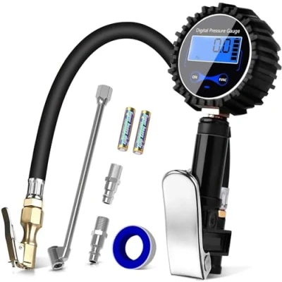 Afbeelding van Colisal Digitale bandenpomp, geijkte luchtdruktester, 200 psi, all in one bandenspanningsmeter, meetinstrument, hoge nauwkeurige bandenspanningsmeter met lcd scherm, voor auto&#039;s, motorfietsen en