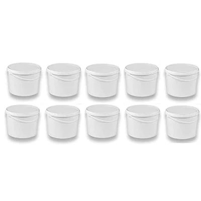 Afbeelding van Silplast 10 stuks liter emmers met wit deksel, melkemmers/opslag, stapelbaar, honingemmer, kunststof emmer voor levensmiddelen, lege meel, wateremmer