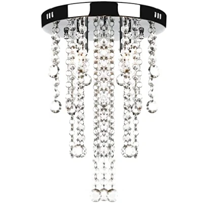 Image de vidaXL Plafonnier avec perles de cristal Blanc Métal