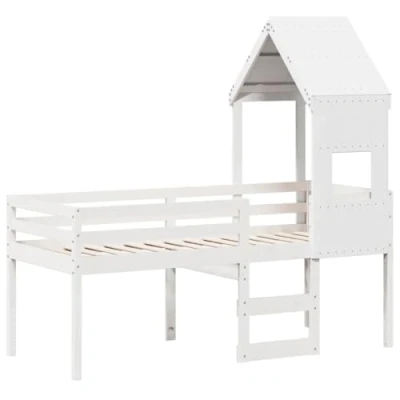 Afbeelding van vidaXL Hoogslaper met huisje 75x190 cm massief grenenhout wit