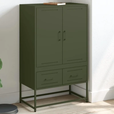 Afbeelding van Hoge kast 68x39x111,5 cm koudgewalst staal olijfgroen