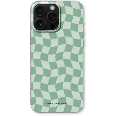 Afbeelding van Case Company® hoesje geschikt voor iPhone 16 Pro Max Grid Groen Soft Cover Telefoonhoesje Bescherming aan alle Kanten en Schermrand