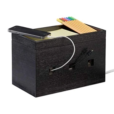 Afbeelding van Relaxdays Kabelbox zwart kabelmanagement multi oplaadstation kabelorganizer
