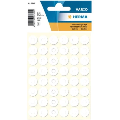 Afbeelding van Versterkingsringen HERMA 5816 12mm 240 stuks Blister a 5 vel 10