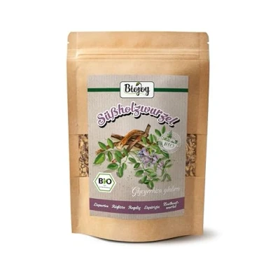 Afbeelding van Biojoy Biologische zoethoutwortel (250 g), gedroogd en gesneden, zoethoutthee (Glycyrrhiza glabra)