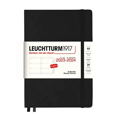 Afbeelding van Leuchtturm1917 weekplanner agenda a5 18 maanden 2023 2024 hardcover zwart