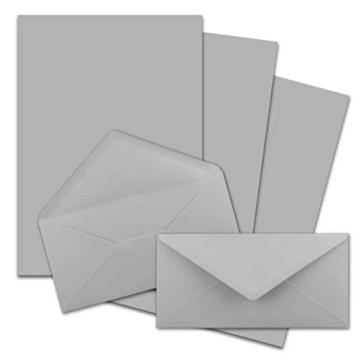 Afbeelding van FarbenFroh by Gustav Neuser 25 briefboogsets DIN A4 briefpapier met enveloppen en nat lijmen lichtgrijs